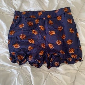 Madewell Orange Flower print blue shorts